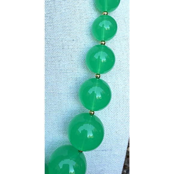VTG Joan Rivers Green Chunky Acrylic Lucite Choker Necklace Graduated Bead 19" - Picture 4 of 8